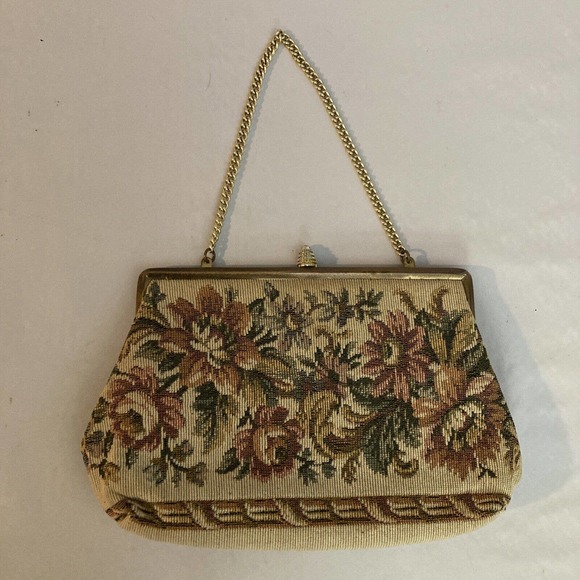 Vintage Handbags - Vintage Verdi Small Tapestry Floral Clutch Victorian Handbag